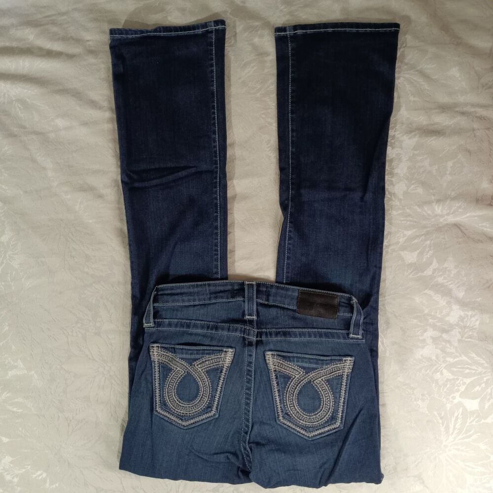 Big Star Jeans Womens 26R Darkwash Maddie Boot Lowrise Stretchy Embroidered Y2K
